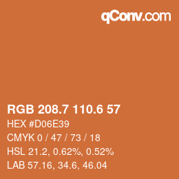 カラーコード: RGB 208.7 110.6 57 | qconv.com