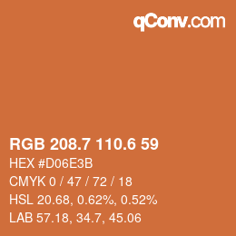 カラーコード: RGB 208.7 110.6 59 | qconv.com
