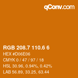 カラーコード: RGB 208.7 110.6 6 | qconv.com