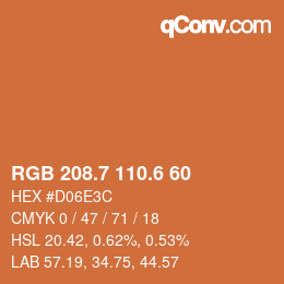 カラーコード: RGB 208.7 110.6 60 | qconv.com