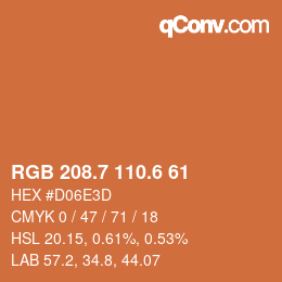 カラーコード: RGB 208.7 110.6 61 | qconv.com