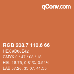 カラーコード: RGB 208.7 110.6 66 | qconv.com