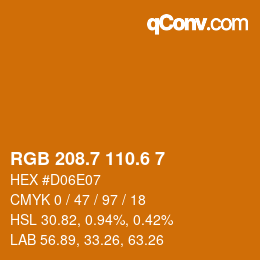 カラーコード: RGB 208.7 110.6 7 | qconv.com