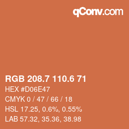 カラーコード: RGB 208.7 110.6 71 | qconv.com