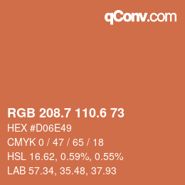 カラーコード: RGB 208.7 110.6 73 | qconv.com