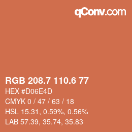 カラーコード: RGB 208.7 110.6 77 | qconv.com