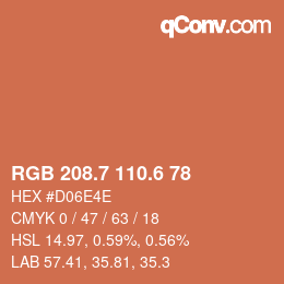カラーコード: RGB 208.7 110.6 78 | qconv.com
