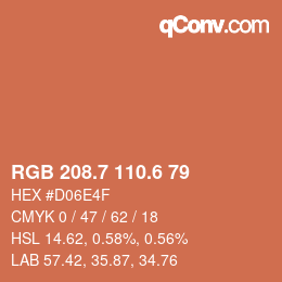 カラーコード: RGB 208.7 110.6 79 | qconv.com