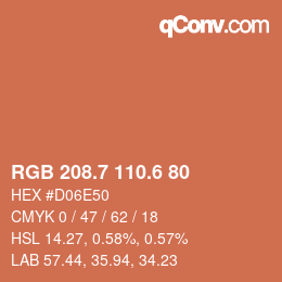 カラーコード: RGB 208.7 110.6 80 | qconv.com