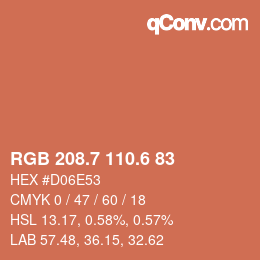 カラーコード: RGB 208.7 110.6 83 | qconv.com