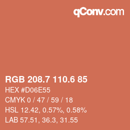 カラーコード: RGB 208.7 110.6 85 | qconv.com
