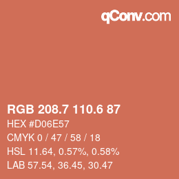 カラーコード: RGB 208.7 110.6 87 | qconv.com