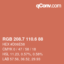 カラーコード: RGB 208.7 110.6 88 | qconv.com