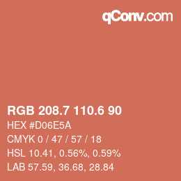 カラーコード: RGB 208.7 110.6 90 | qconv.com