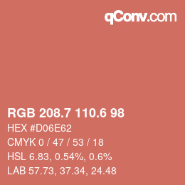 カラーコード: RGB 208.7 110.6 98 | qconv.com