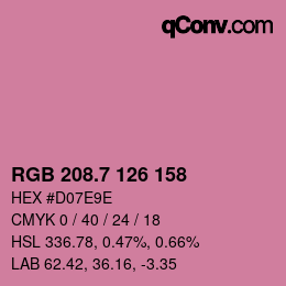 カラーコード: RGB 208.7 126 158 | qconv.com