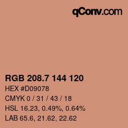 カラーコード: RGB 208.7 144 120 | qconv.com