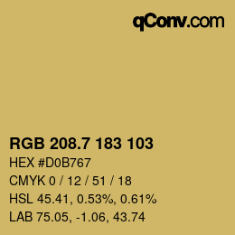 カラーコード: RGB 208.7 183 103 | qconv.com