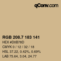 カラーコード: RGB 208.7 183 141 | qconv.com