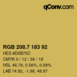 カラーコード: RGB 208.7 183 92 | qconv.com