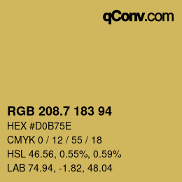 カラーコード: RGB 208.7 183 94 | qconv.com