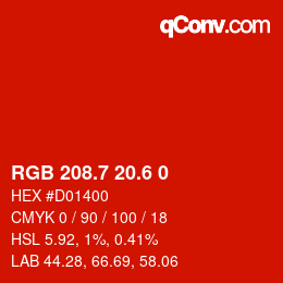 カラーコード: RGB 208.7 20.6 0 | qconv.com