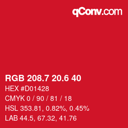 カラーコード: RGB 208.7 20.6 40 | qconv.com