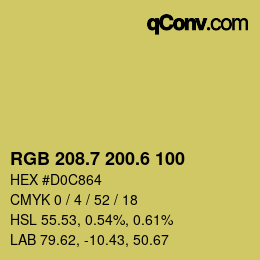 カラーコード: RGB 208.7 200.6 100 | qconv.com