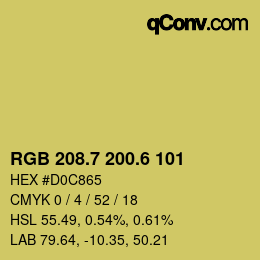 カラーコード: RGB 208.7 200.6 101 | qconv.com