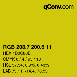 カラーコード: RGB 208.7 200.6 11 | qconv.com