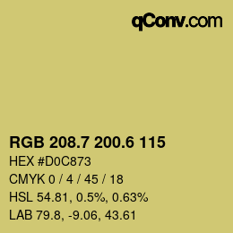 カラーコード: RGB 208.7 200.6 115 | qconv.com