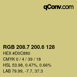 カラーコード: RGB 208.7 200.6 128 | qconv.com