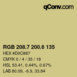 カラーコード: RGB 208.7 200.6 135 | qconv.com