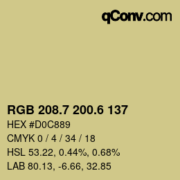 カラーコード: RGB 208.7 200.6 137 | qconv.com