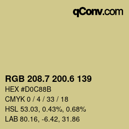 カラーコード: RGB 208.7 200.6 139 | qconv.com