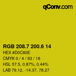 カラーコード: RGB 208.7 200.6 14 | qconv.com