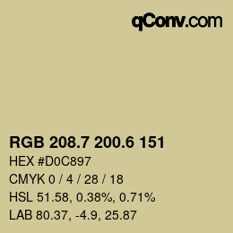 カラーコード: RGB 208.7 200.6 151 | qconv.com