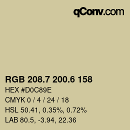 カラーコード: RGB 208.7 200.6 158 | qconv.com