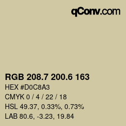 カラーコード: RGB 208.7 200.6 163 | qconv.com