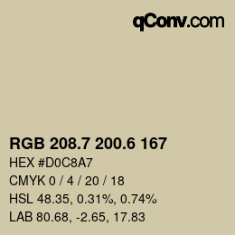 カラーコード: RGB 208.7 200.6 167 | qconv.com