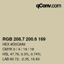 カラーコード: RGB 208.7 200.6 169 | qconv.com