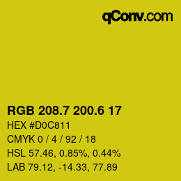 カラーコード: RGB 208.7 200.6 17 | qconv.com