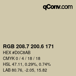 カラーコード: RGB 208.7 200.6 171 | qconv.com