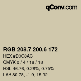 カラーコード: RGB 208.7 200.6 172 | qconv.com