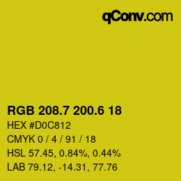カラーコード: RGB 208.7 200.6 18 | qconv.com