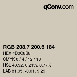 カラーコード: RGB 208.7 200.6 184 | qconv.com