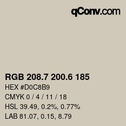 カラーコード: RGB 208.7 200.6 185 | qconv.com