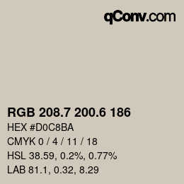 カラーコード: RGB 208.7 200.6 186 | qconv.com