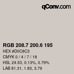 カラーコード: RGB 208.7 200.6 195 | qconv.com