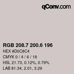 カラーコード: RGB 208.7 200.6 196 | qconv.com